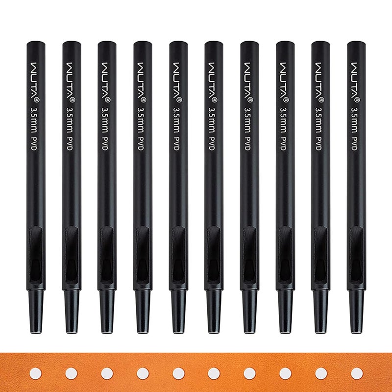 WUTA Leather Punches Round Hole Puncher Plating Titanium Hollow Punching Tool Working for Watch Band, Fabric, Plastic (10pcs 3.5m Hole Punch) - Image 1